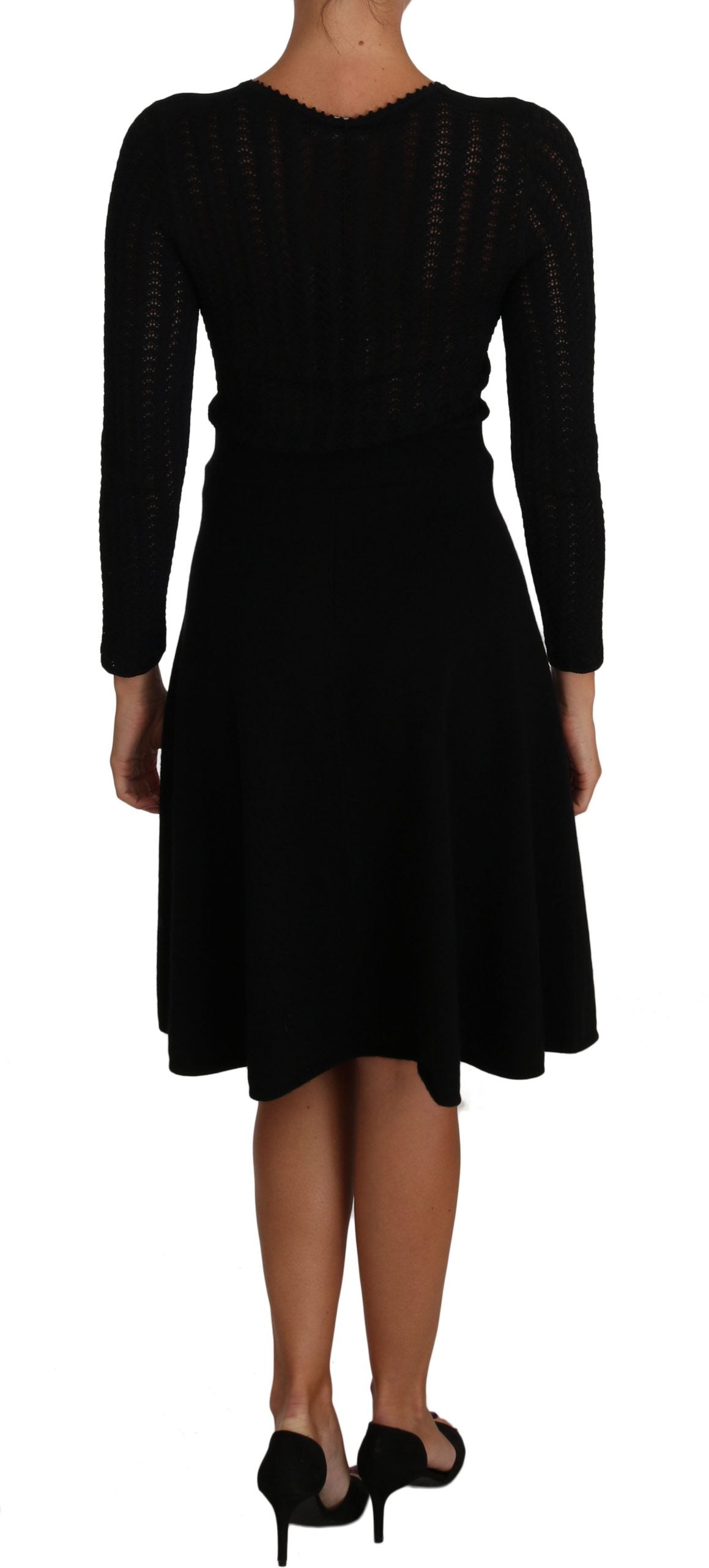 Elegant Black Knitted Sheath Dress