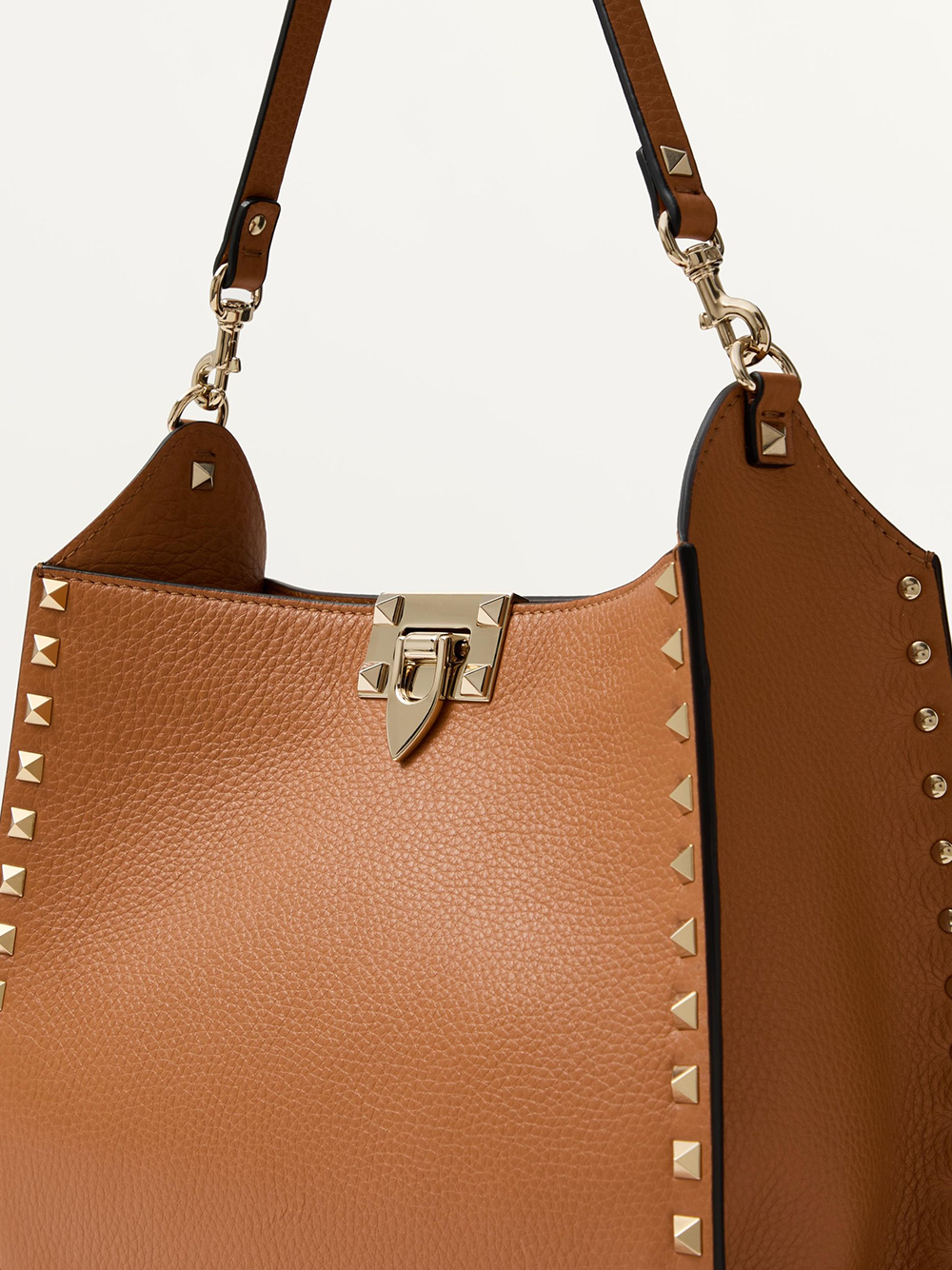 Brown Grainy Calf Hobo Rockstudt Bag