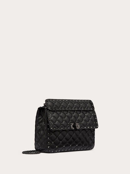 Black Nappa Leather Medium Rockstudt Spike Bag