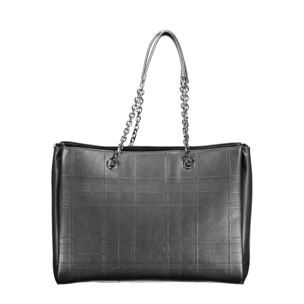 Black Polyester Women Handbag