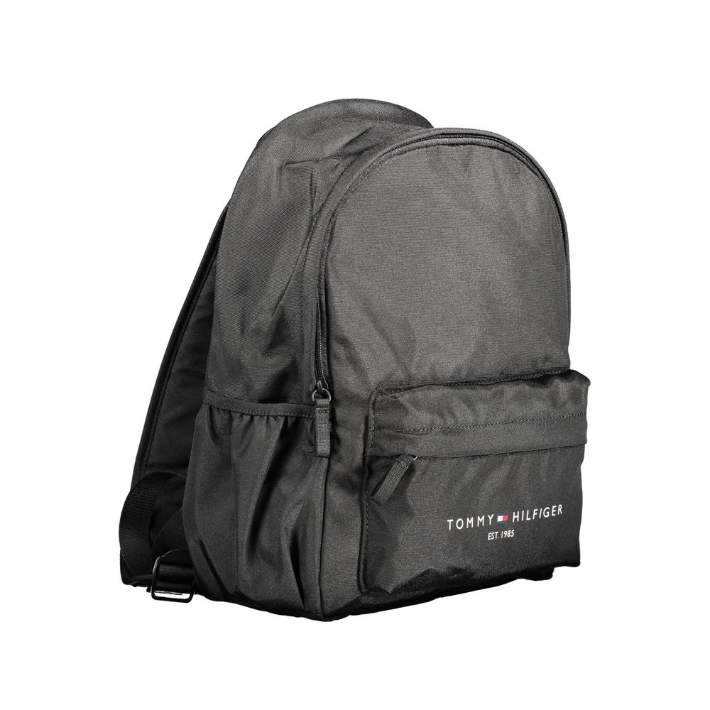 Black Polyester Men Backpack