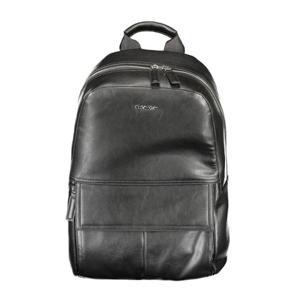 Black Polyester Men Backpack