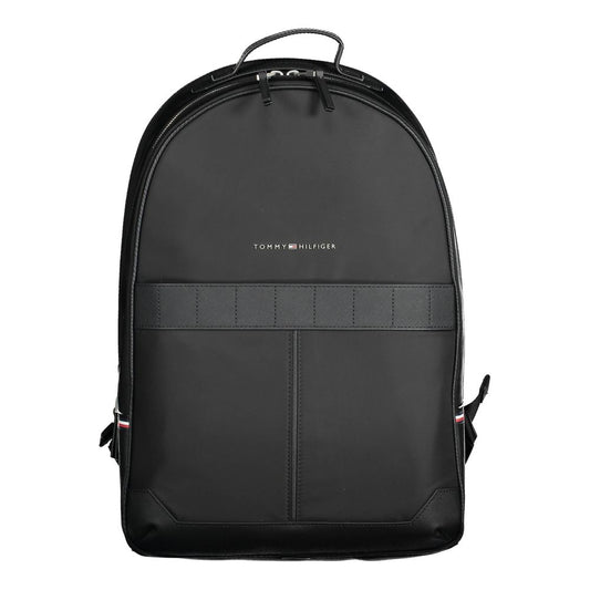 Black Polyester Men Backpack