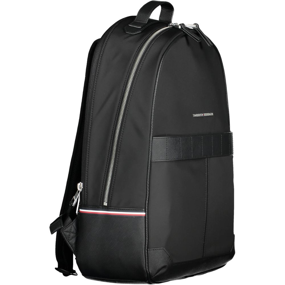 Black Polyester Men Backpack