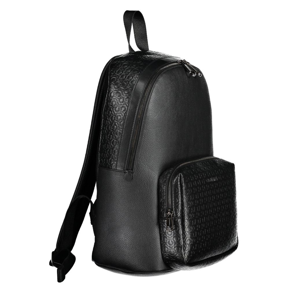 Black Polyester Men Backpack