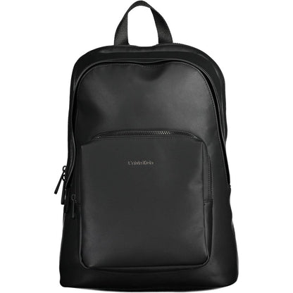 Black Polyester Men Backpack