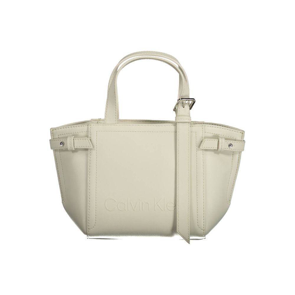 White Polyester Women Handbag