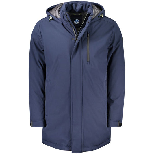 Blue Polyester Men Jacket