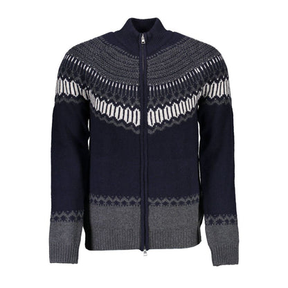 Blue Wool Men Cardigan