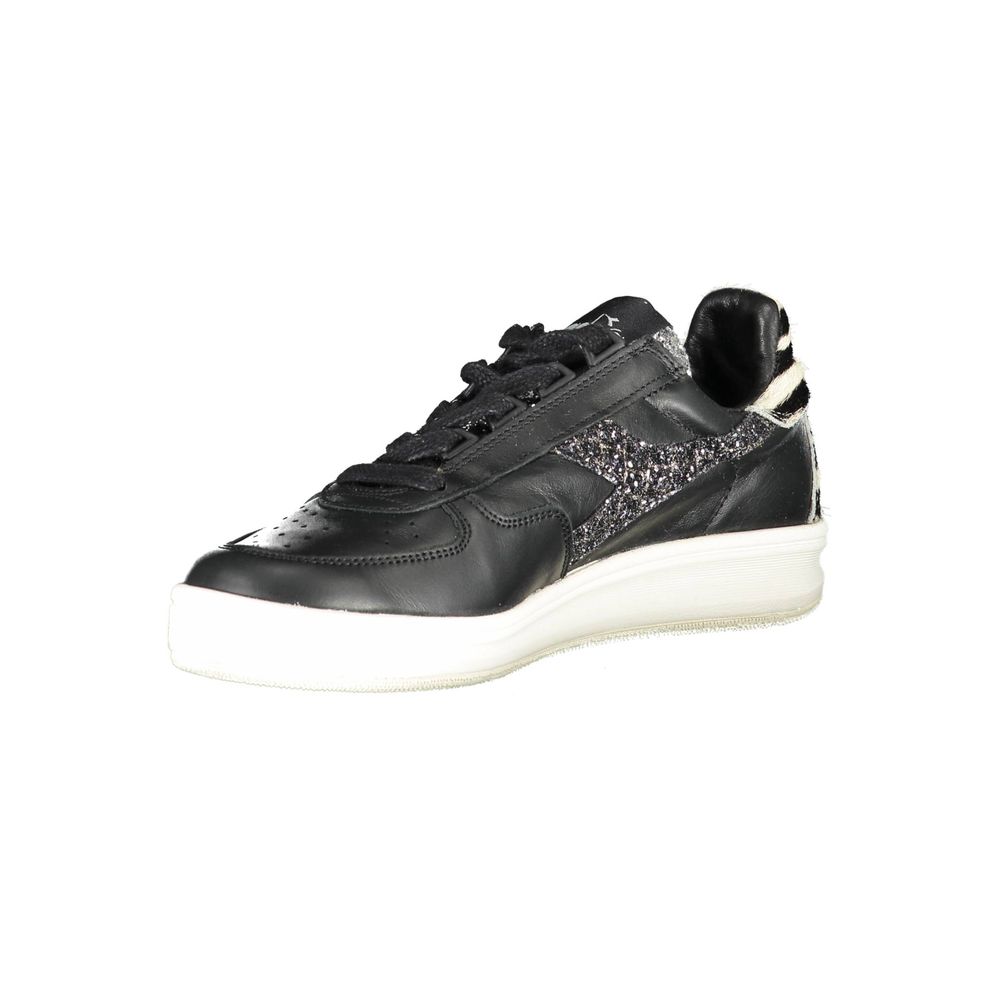 Black Leather Womens Sneaker