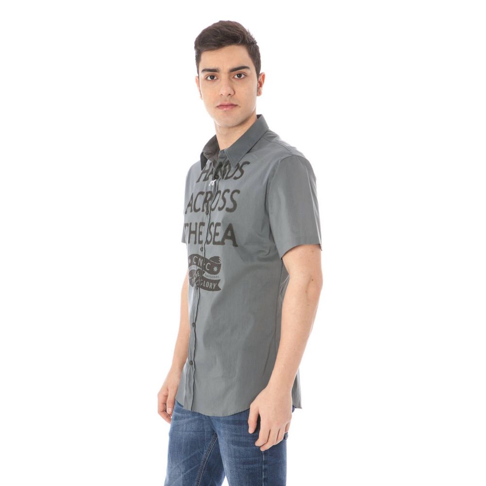 Gray Cotton Men Shirt