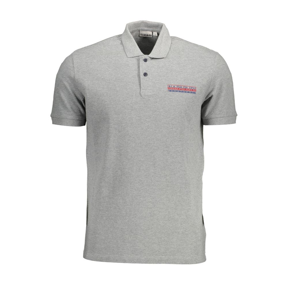 Gray Cotton Men Polo Shirt