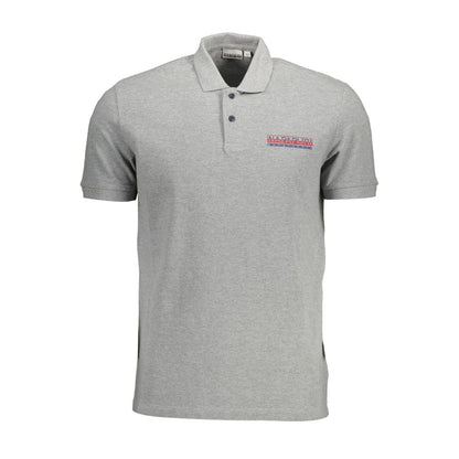 Gray Cotton Men Polo Shirt