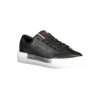 Black Leather Women Sneaker