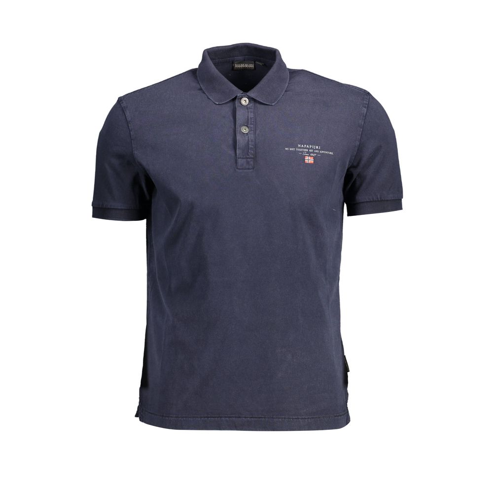 Blue Cotton Men Polo Shirt