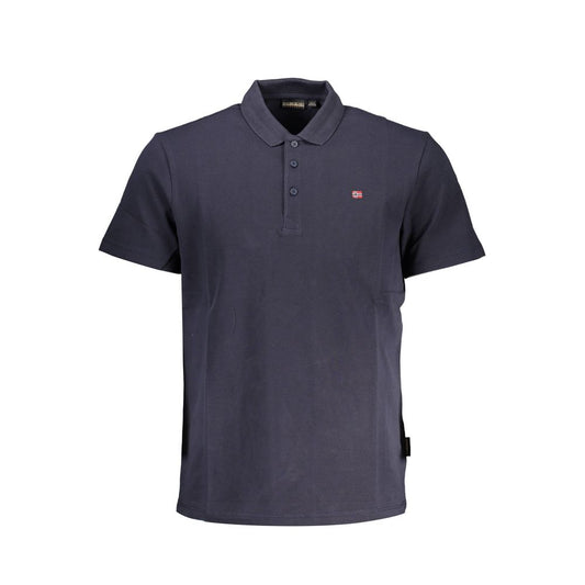 Blue Cotton Men Polo