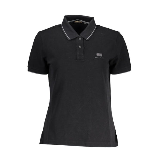 Black Cotton Women Polo Shirt