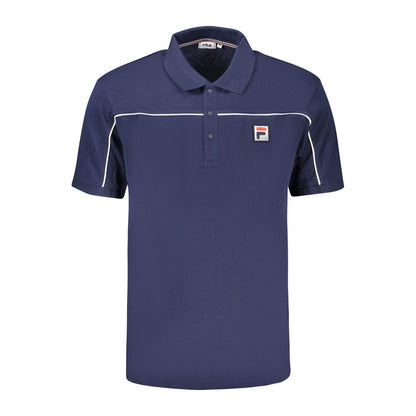 Blue Cotton Men Polo Shirt