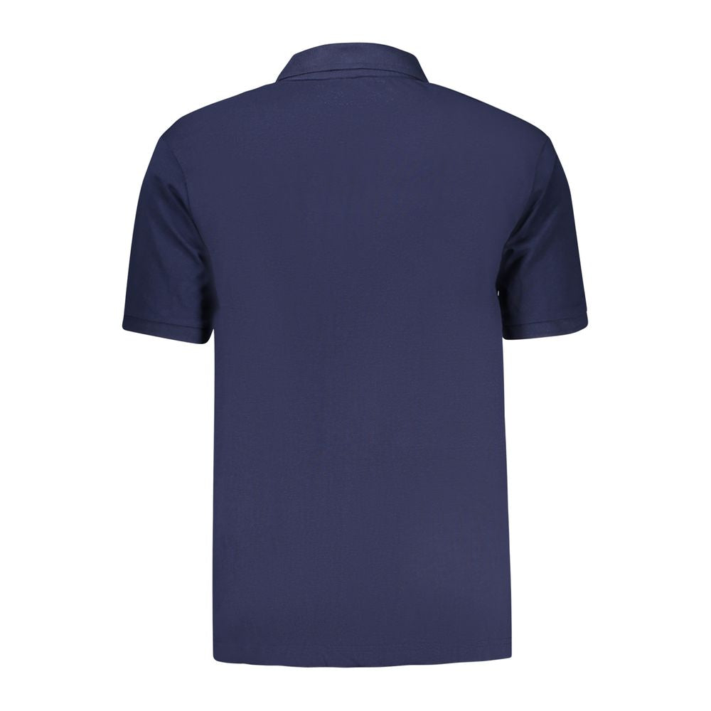 Blue Cotton Men Polo Shirt