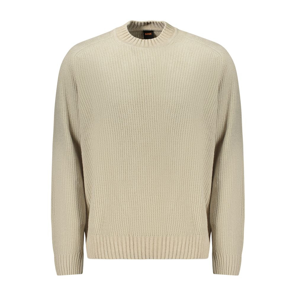 Beige Cotton Men Sweater