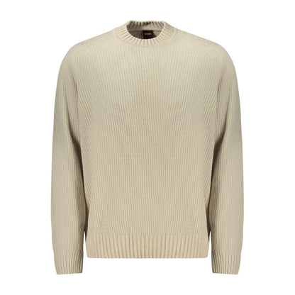 Beige Cotton Men Sweater