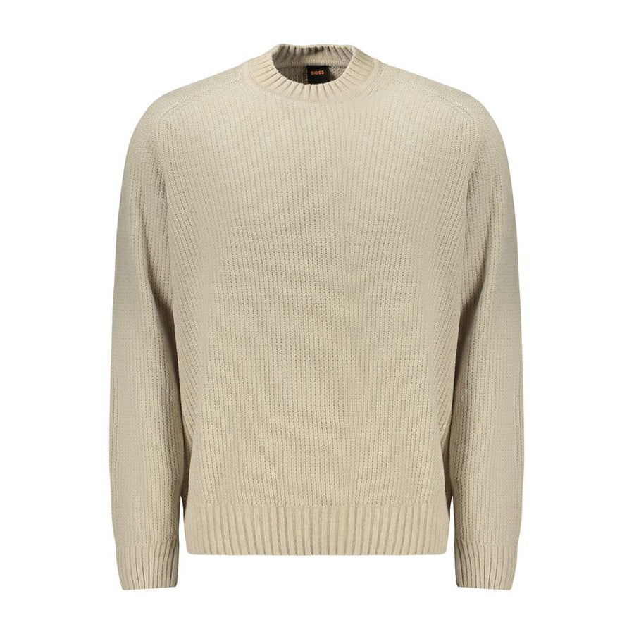 Beige Cotton Men Sweater