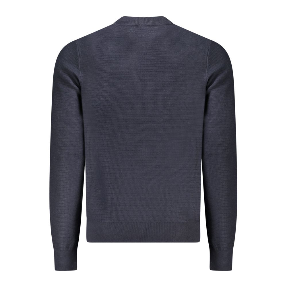 Blue Cotton Men Sweater