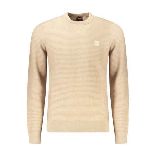 Beige Cotton Men Sweater