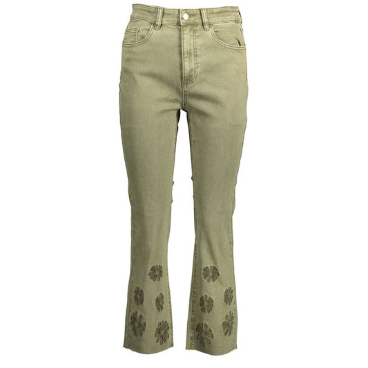 Green Cotton Women Jeans