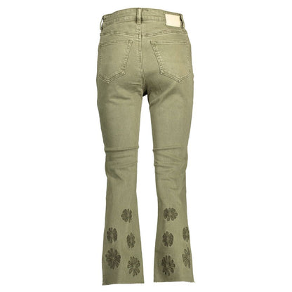 Green Cotton Women Jeans