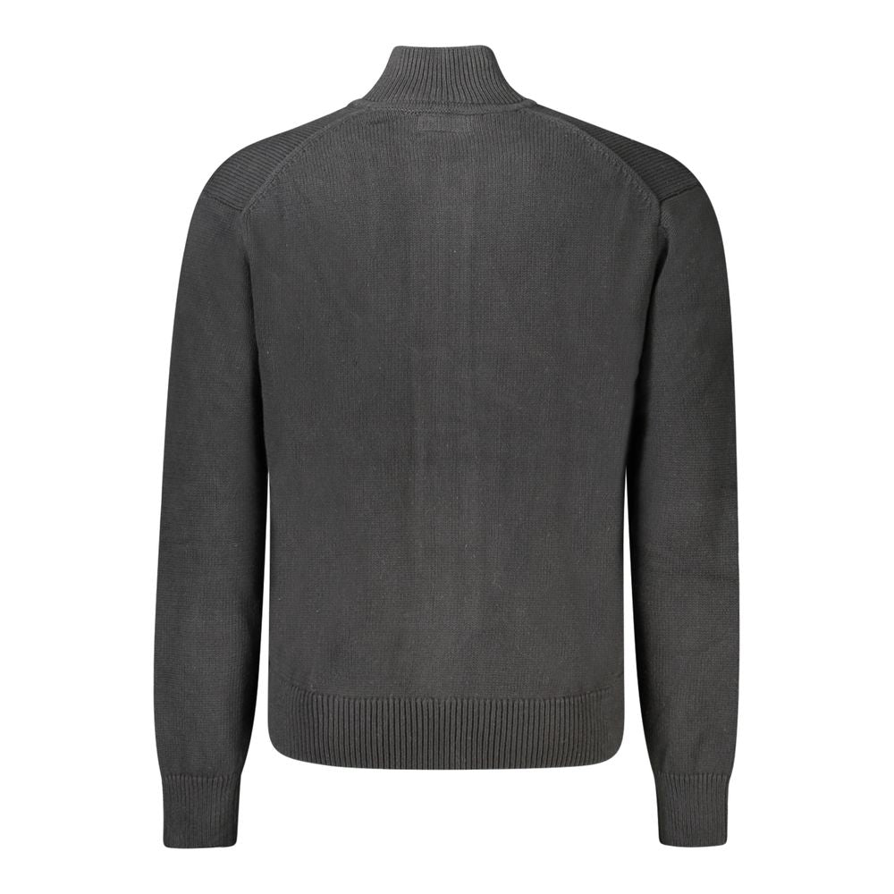 Black Cotton Men Sweater