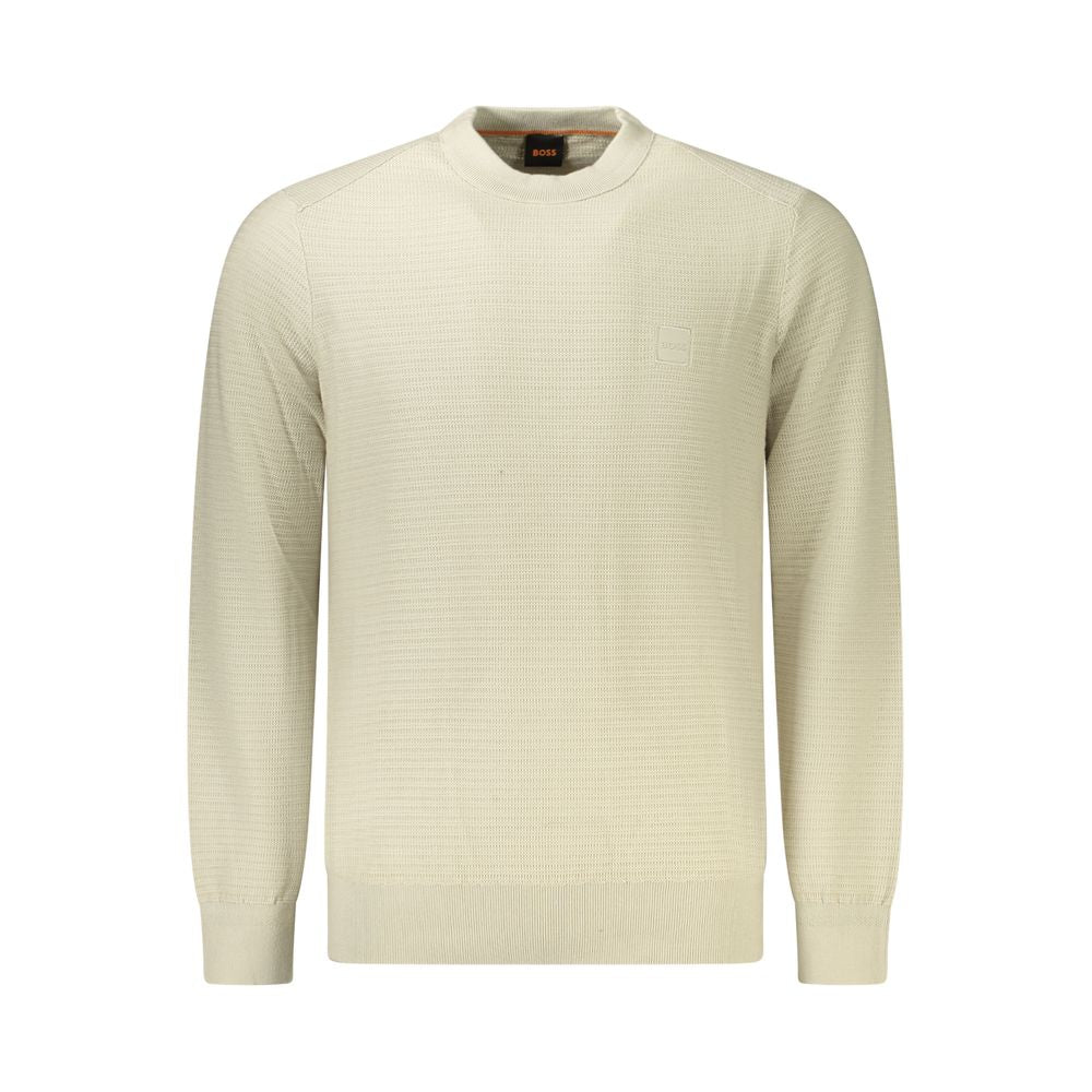 Beige Cotton Men Sweater