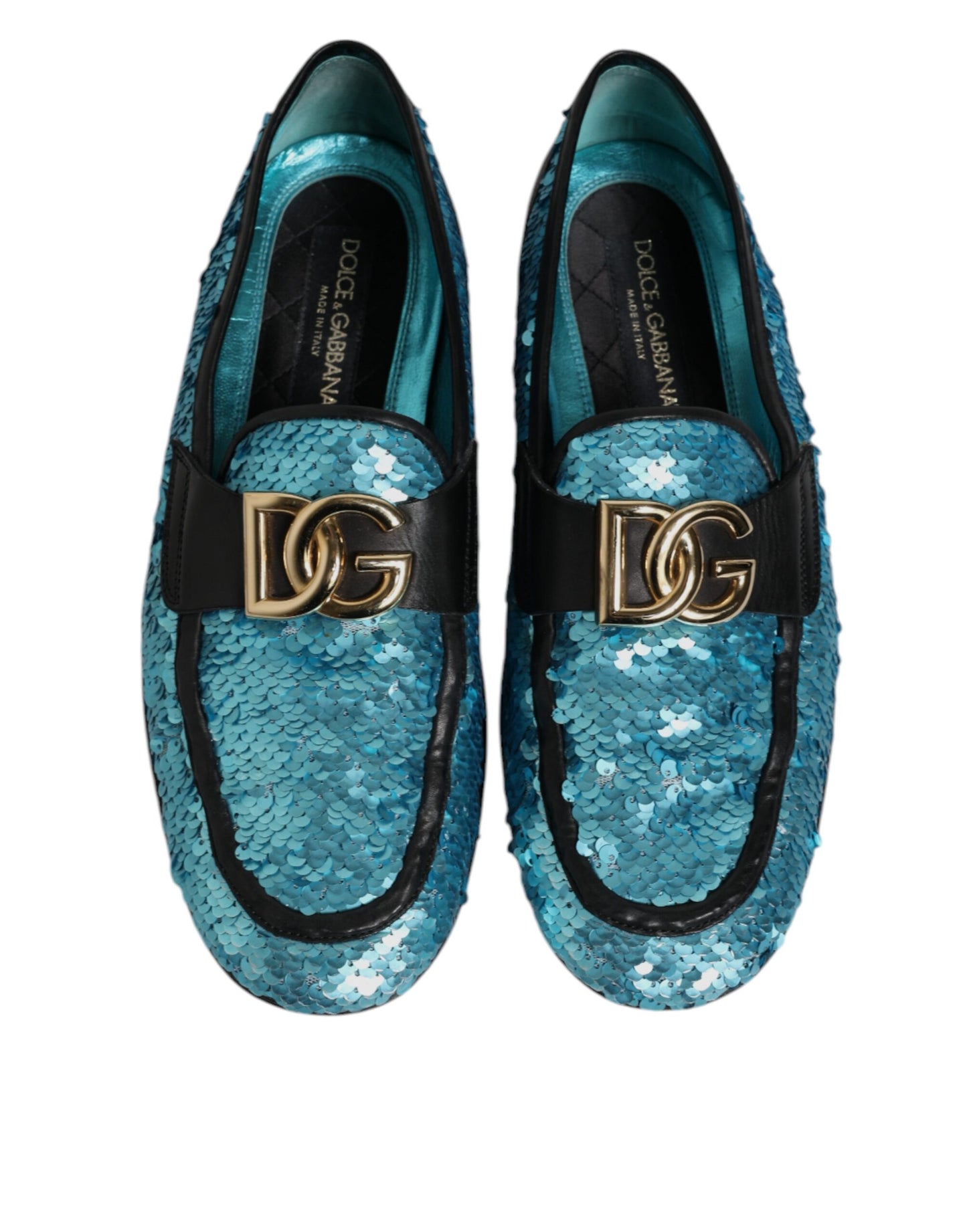 Blue Sequined Loafers Formal Dress Shoes