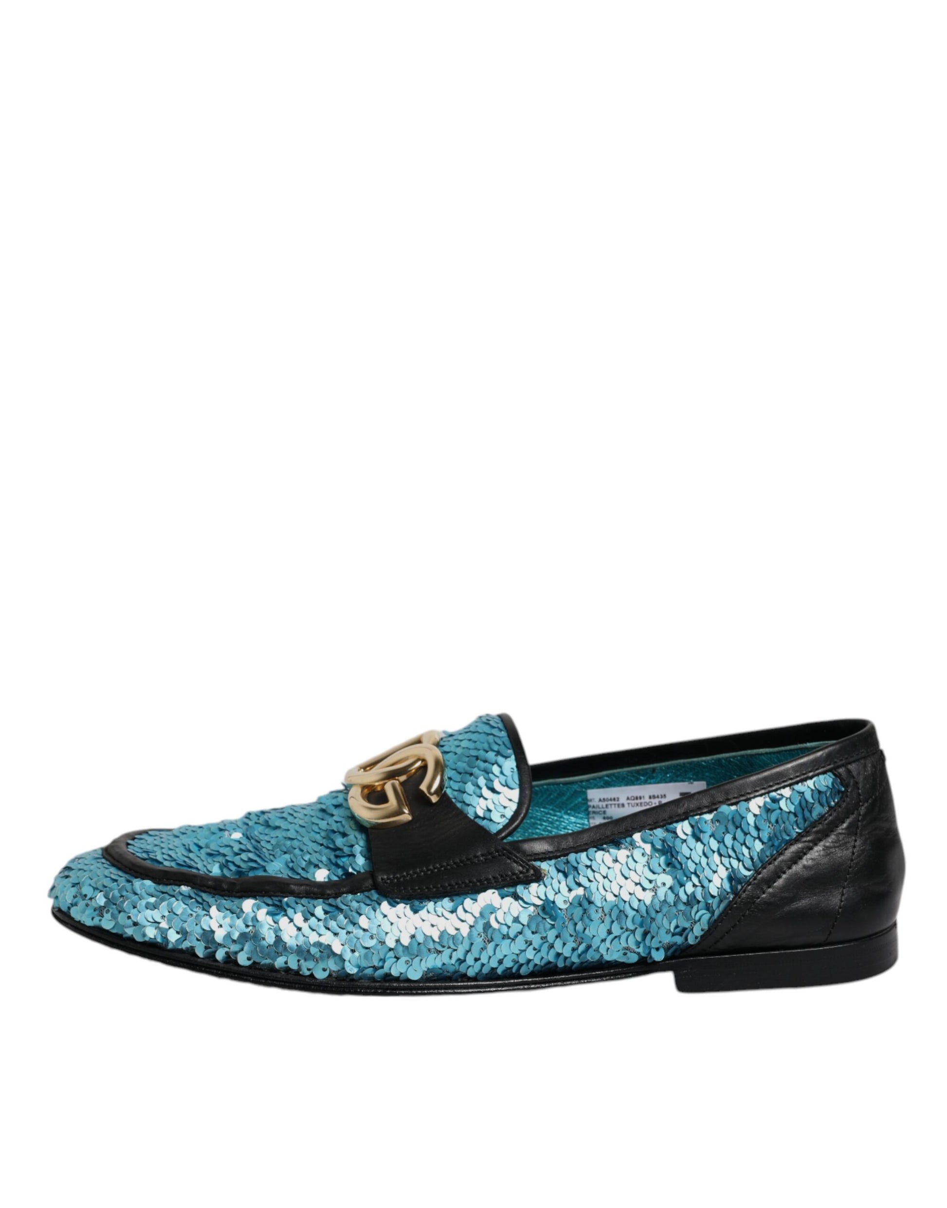 Blue Sequined Loafers Formal Dress Shoes