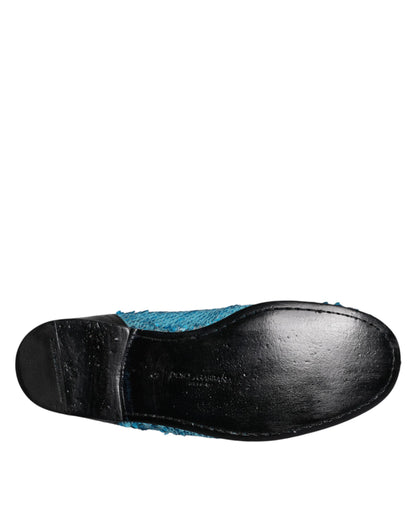 Blue Sequined Loafers Formal Dress Shoes