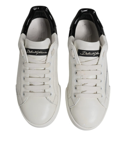 White Black Logo Portofino Men Sneaker Shoes