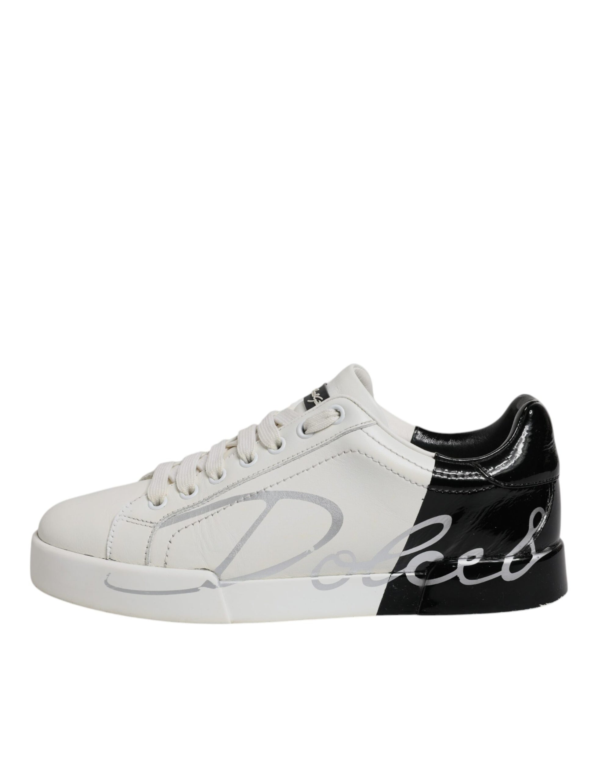 White Black Logo Portofino Men Sneaker Shoes