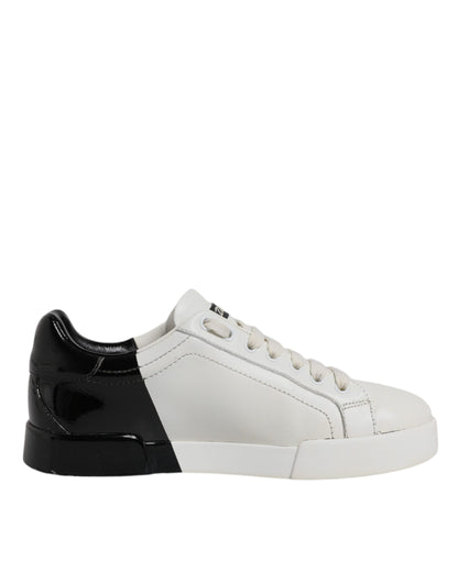 White Black Logo Portofino Men Sneaker Shoes