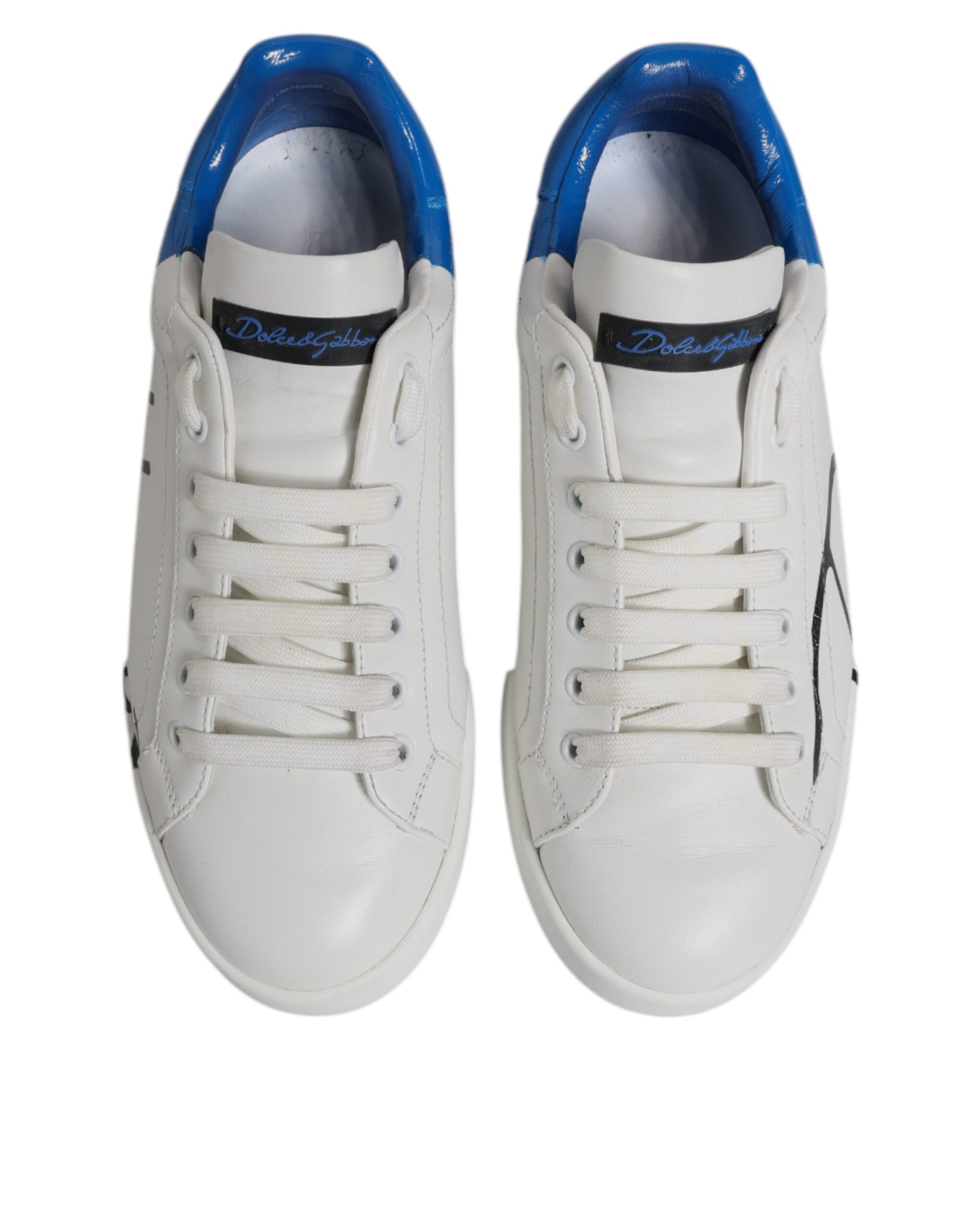 White Blue Logo Portofino Sneaker Shoes