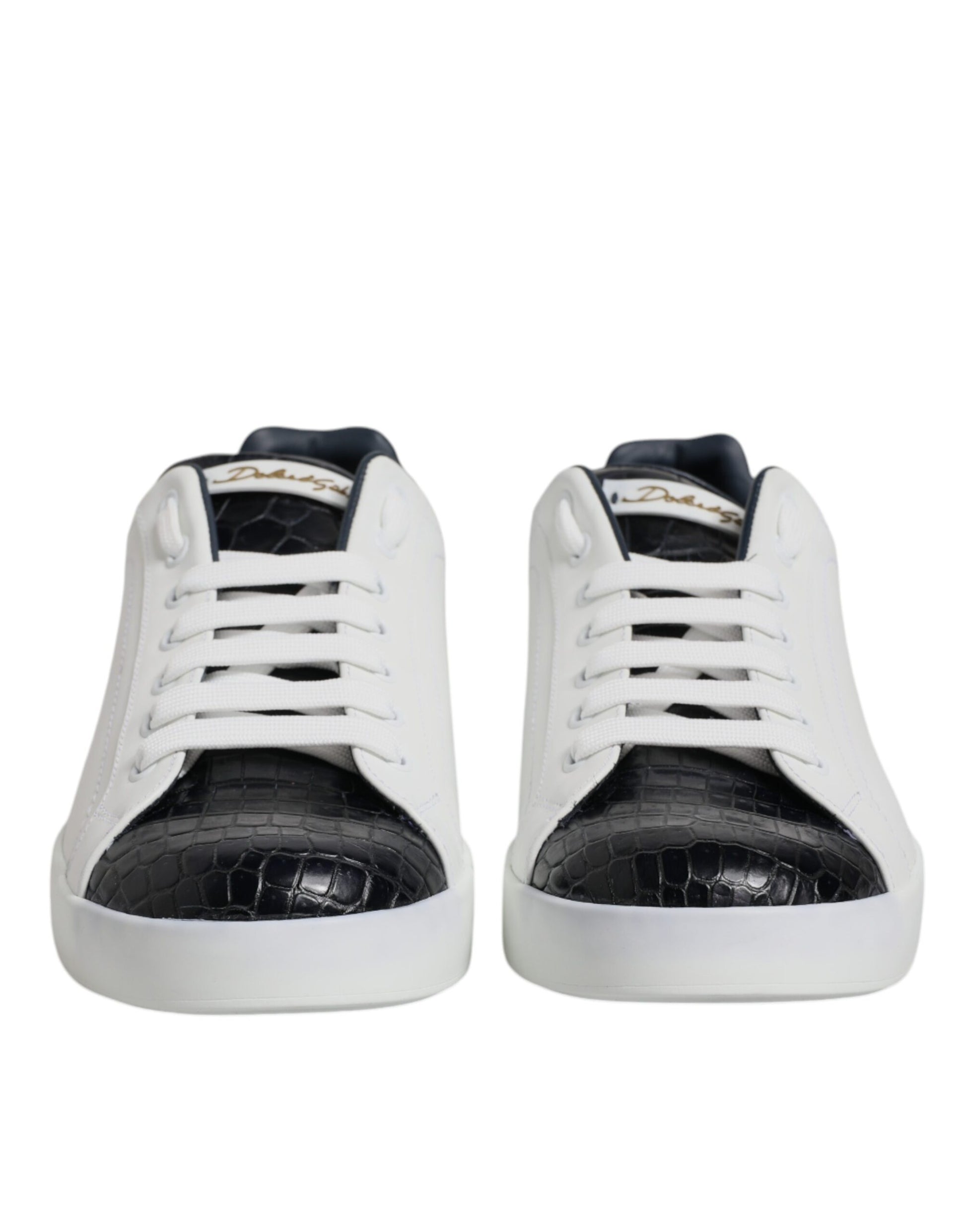 White Black Leather Portofino Sneaker Shoes