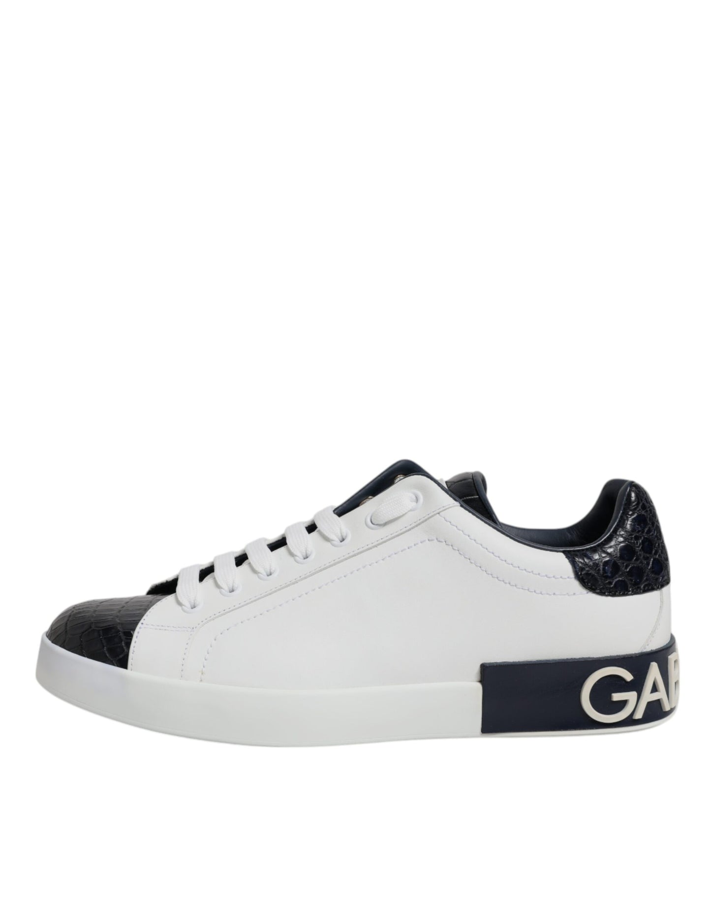 White Black Leather Portofino Sneaker Shoes