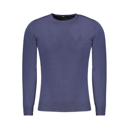 Blue Viscose Men Sweater