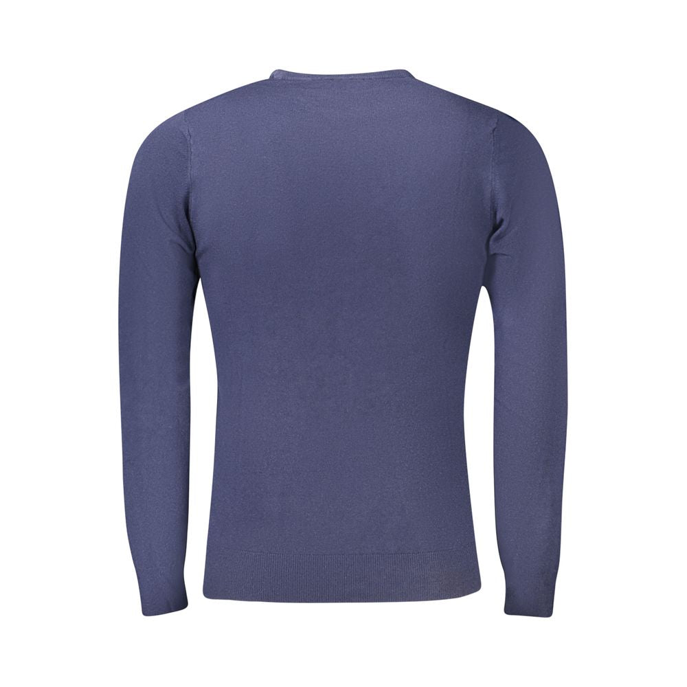 Blue Viscose Men Sweater