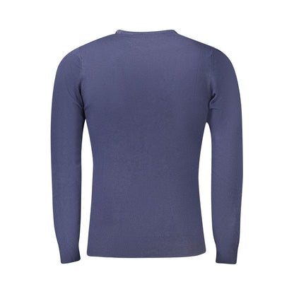 Blue Viscose Men Sweater