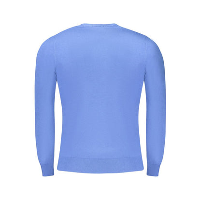 Blue Viscose Men Sweater