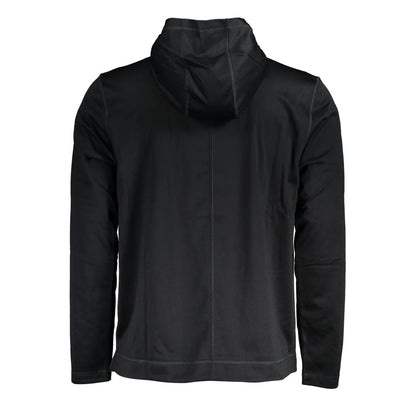 Sleek Black Hooded Sweatshirt with Logo Print