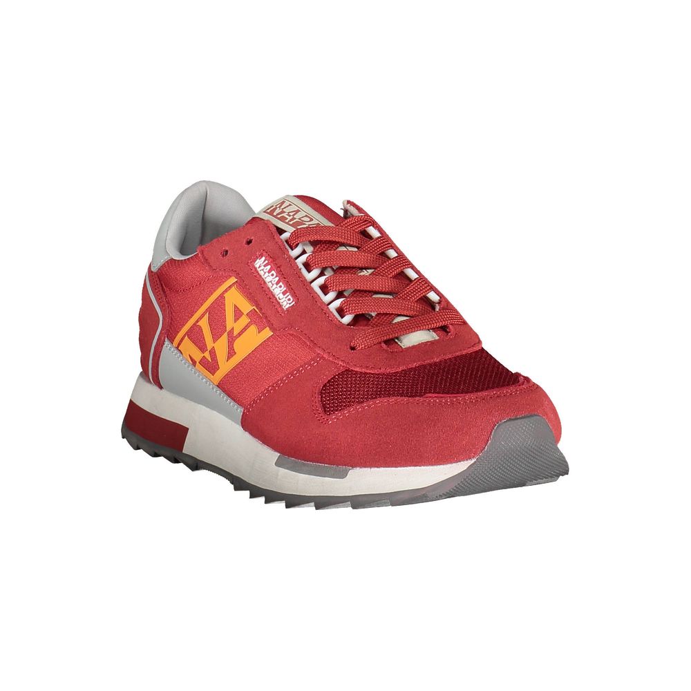 Red Polyester Men Sneaker