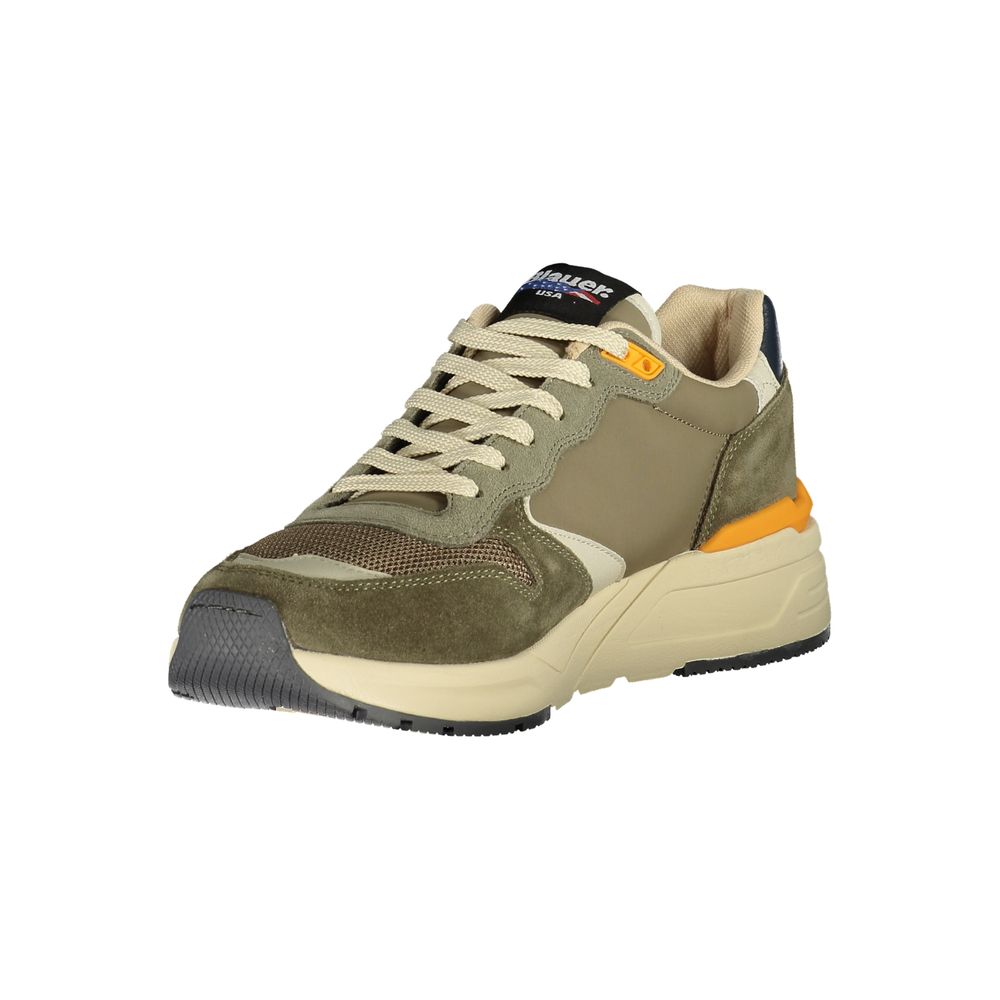 Green Polyester Men Sneaker