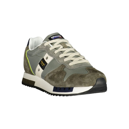 Green Polyester Mens Sneaker