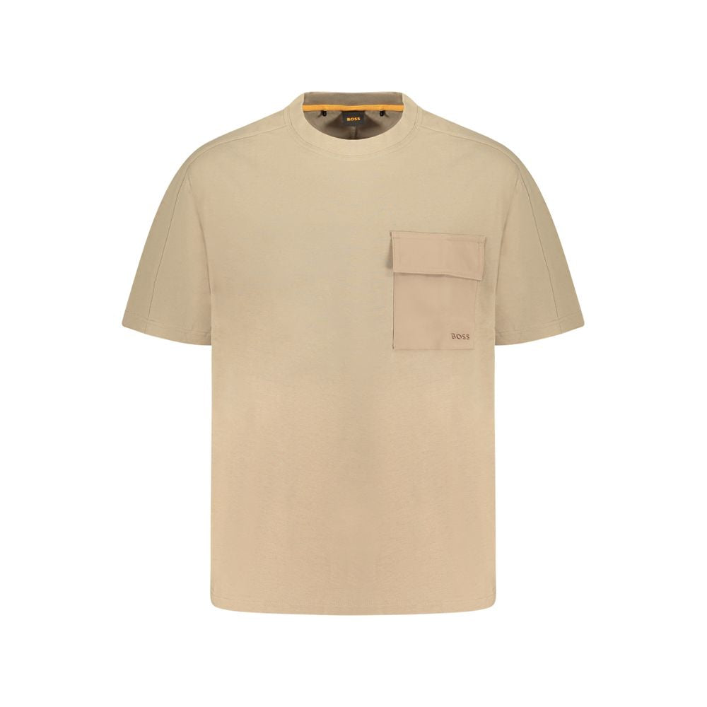 Beige Cotton Men T-Shirt